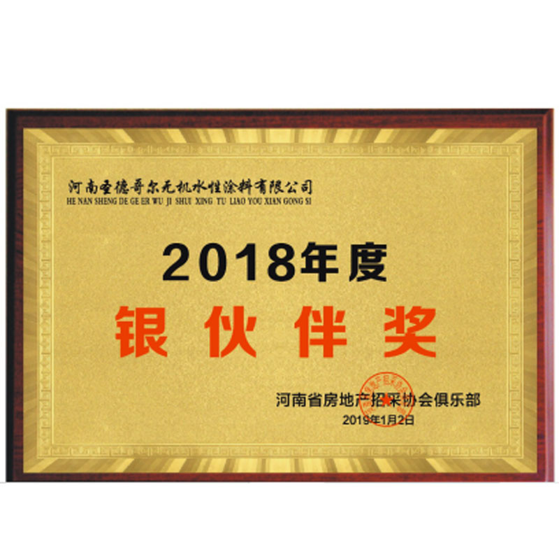 2018年度银伙伴奖证书